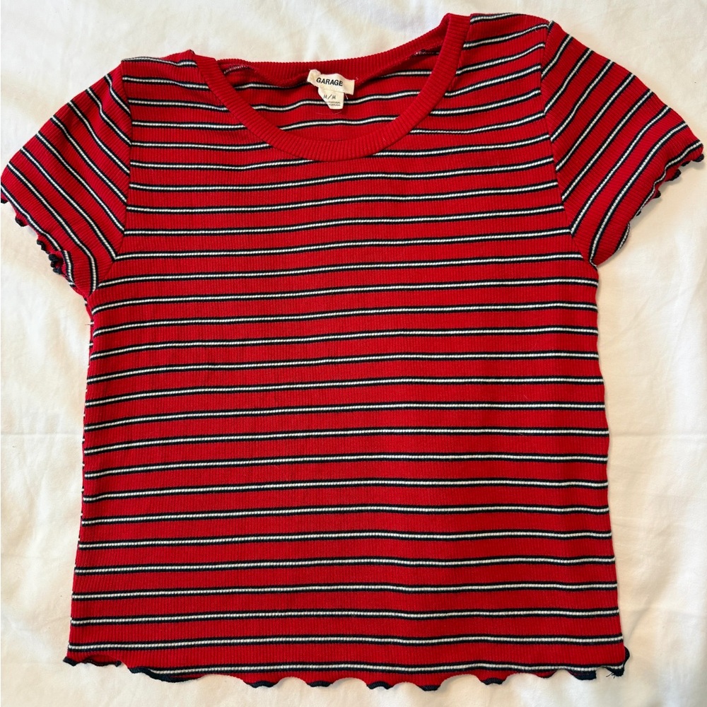 Garage striped crop tee M